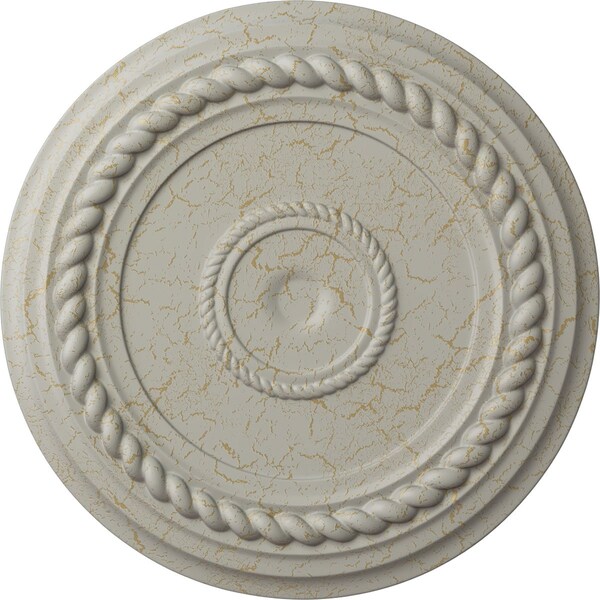 Ekena Millwork Alexandria Rope Ceiling Medallion (Canopies up to 4 5/8"), 19 5/8"OD x 1 1/2"P, Pot of Cream Crackle CM18ALPCC - main